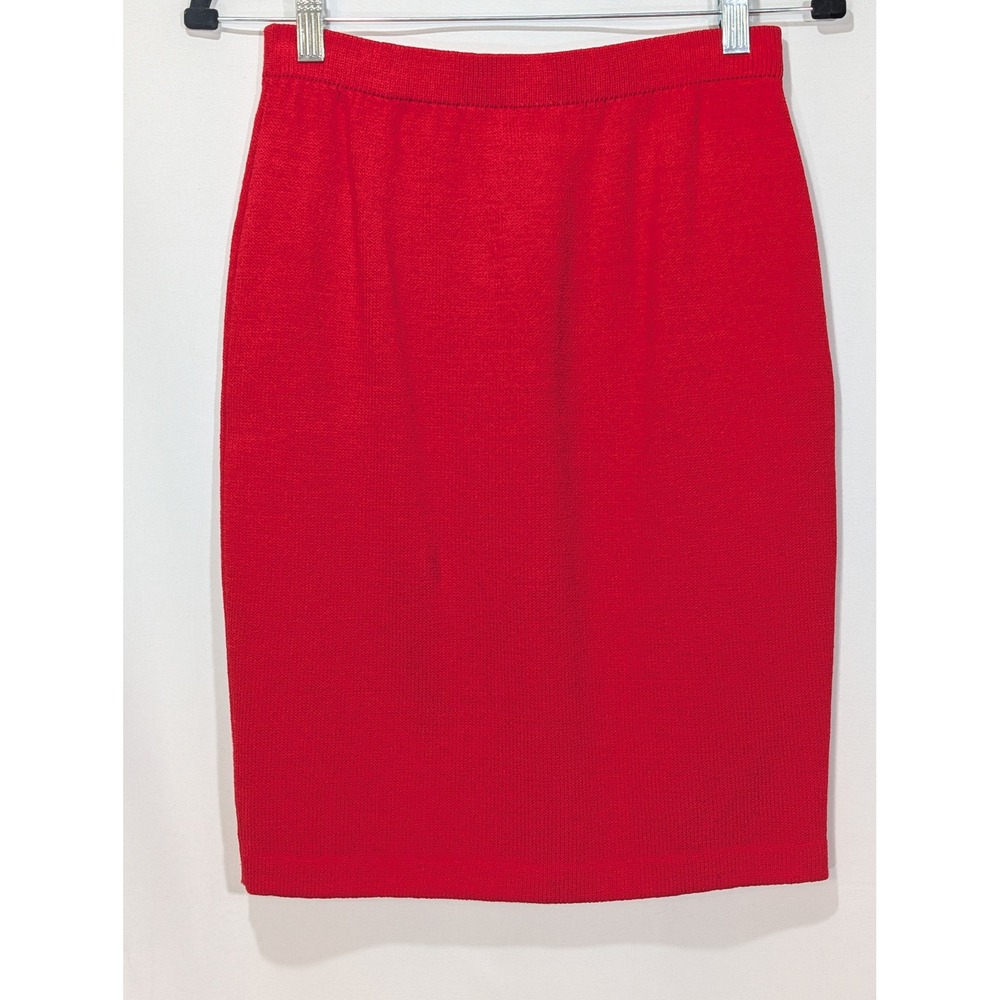 St John Evening by Marie Gray Red Knit Pencil Skirt Size 2